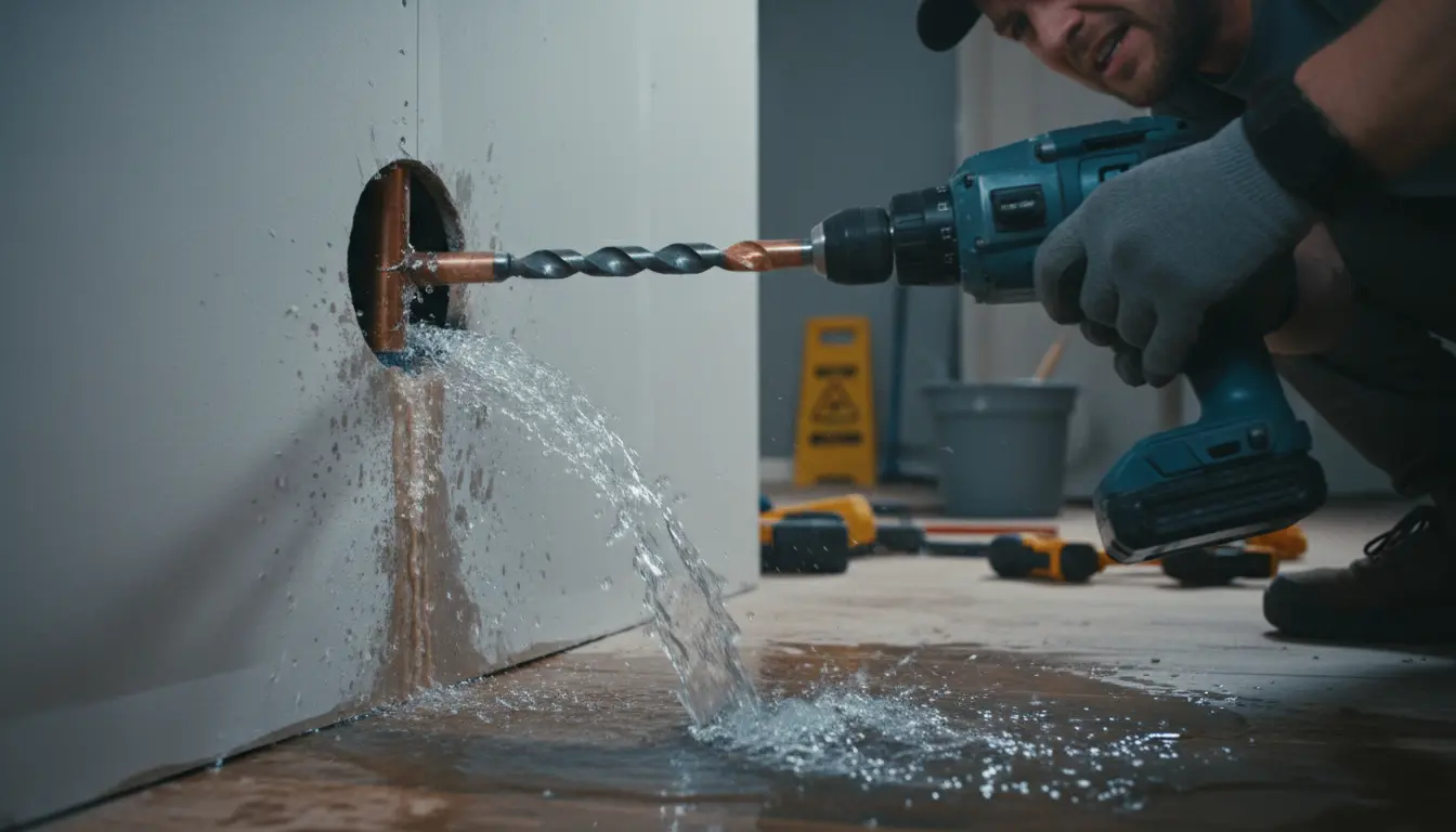 Waterleiding geraakt met boren