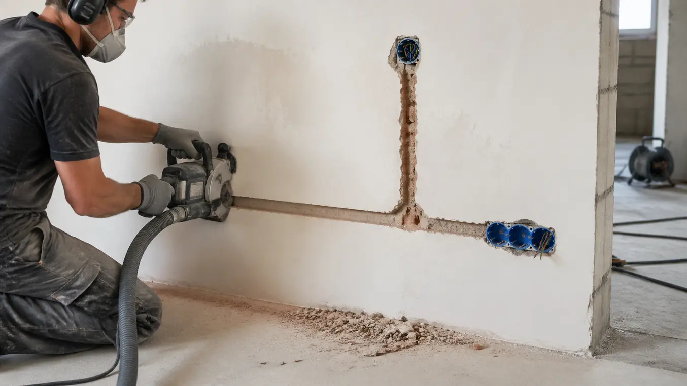 Leiding frezen in muur