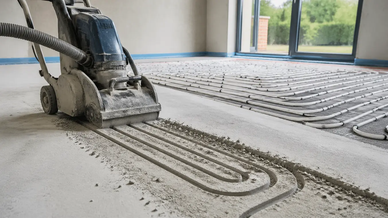Beton frezen vloerverwarming