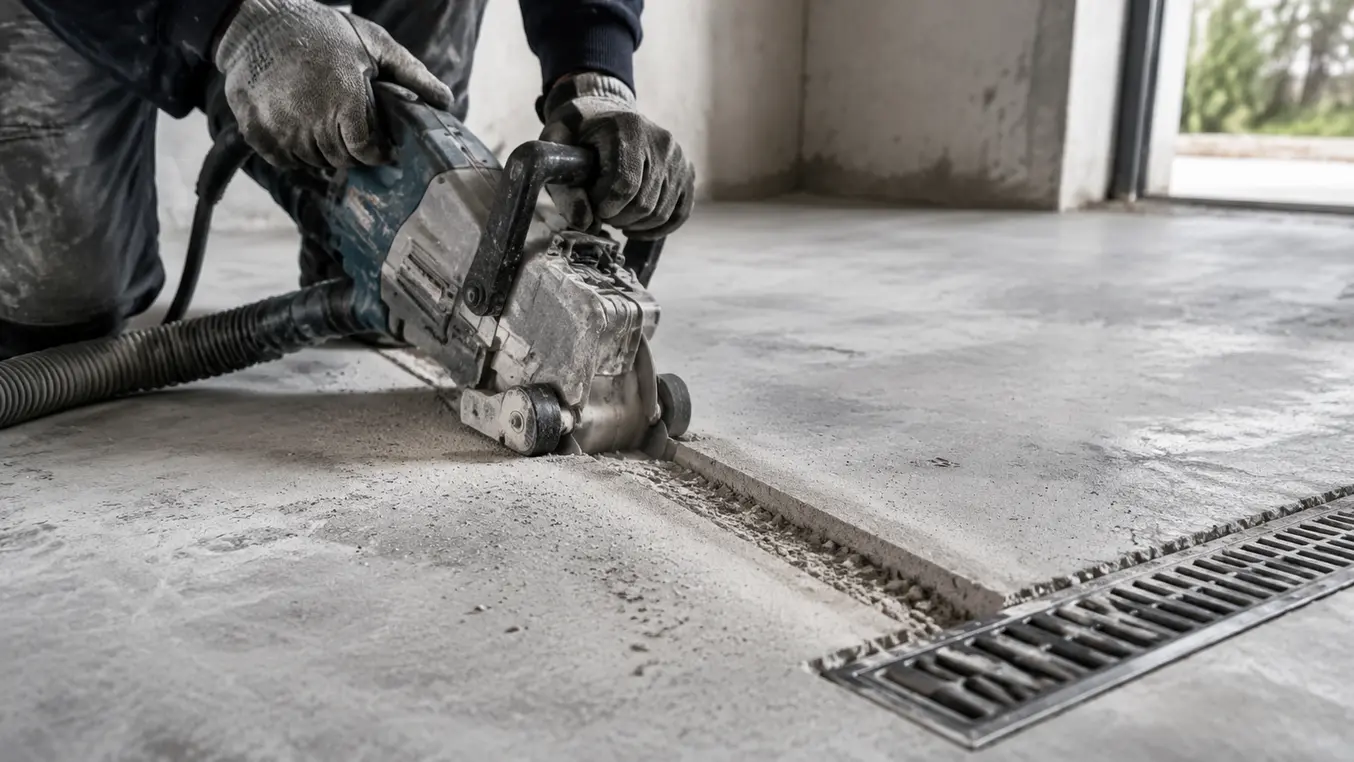 Afvoer in beton frezen